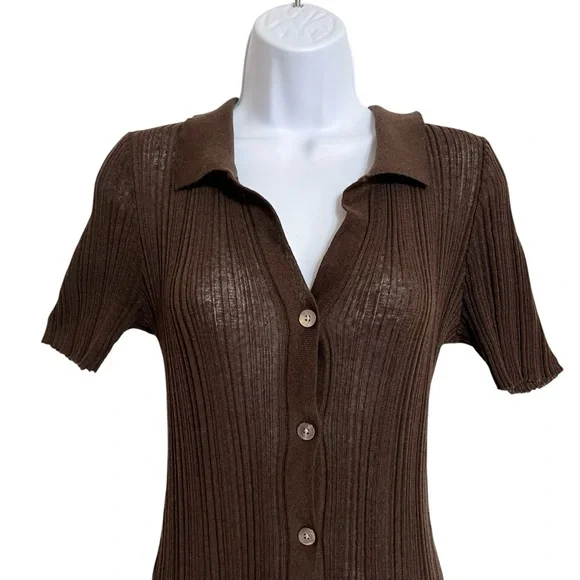 Revolve LSpace Undertow Dress Womens L Expresso Brown Stretch Ribbed Knit Maxi - Picture 3 of 11